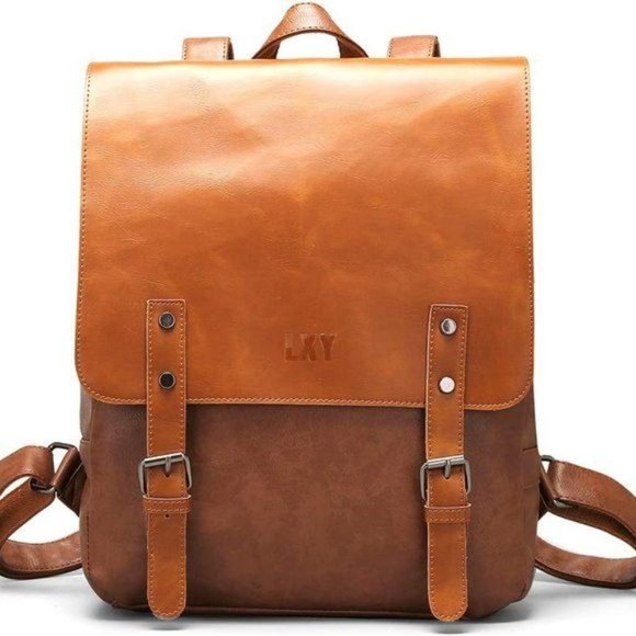 New  VINTAGE LEATHER BACKPACK: - Picture 1 of 14